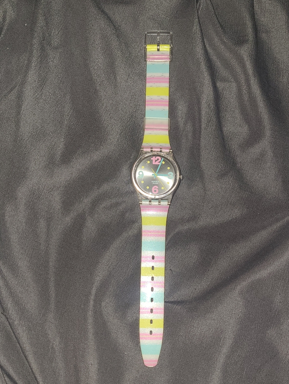 Swatch Pastel Striped Watch with Colorful Dial